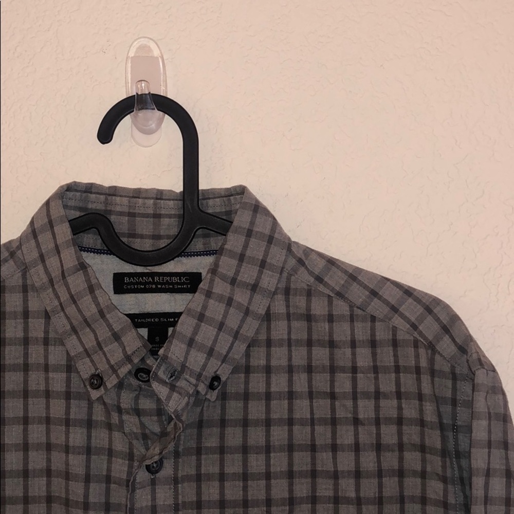 Banana Republic Grey Gingham Button Down